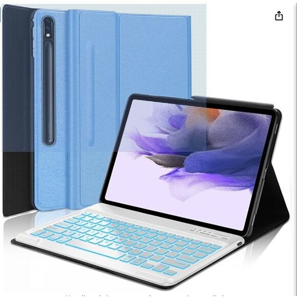 KEYBOARD CASE COMPATIBLE WITH SAMSUNG WITH S PEN HOLDER,BLUE WIRELESS KEYBOARD - Picture 1 of 2
